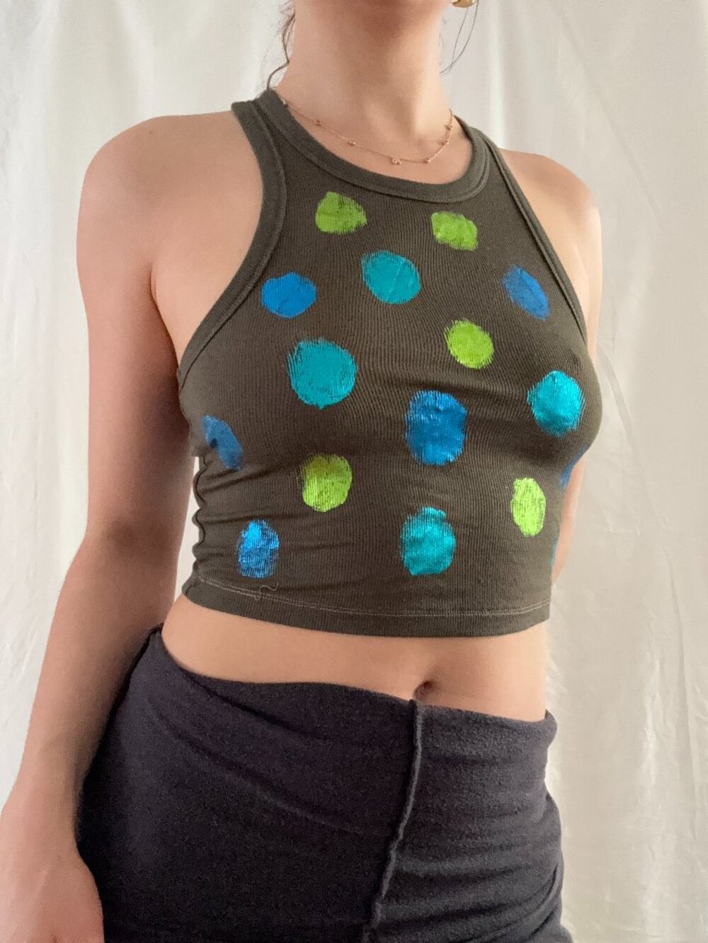 Upcycled Metallic Dot Tank Top, crop top